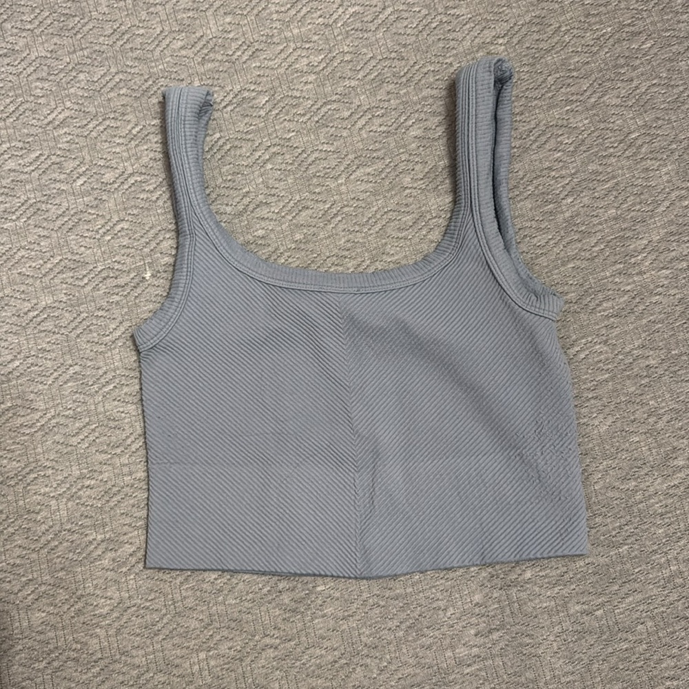 Blue Ribbed Tank Top - Picture 2 of 2